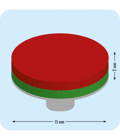 Lipnūs magnetiniai apskritimai, 15mm x 2mm, N35 (100 vnt. - 50 porų)