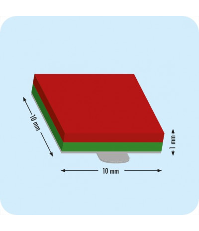 Lipnūs magnetiniai kvadratukai, 10mm x 10mm x 1mm, N35 (100 vnt. - 50 porų)