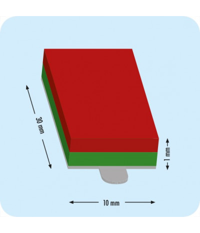 Lipnūs magnetiniai kvadratukai, 30mm x 10mm x 1mm, N35 (100 vnt. - 50 porų)