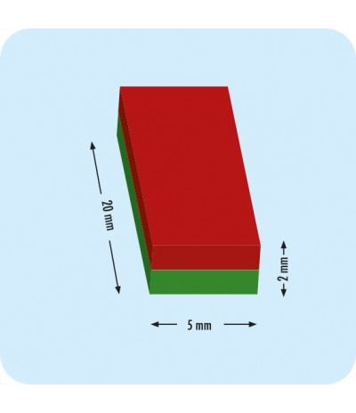 Magnetiniai blokeliai, 20mm x 5mm x 2mm, N35 (100vnt.)