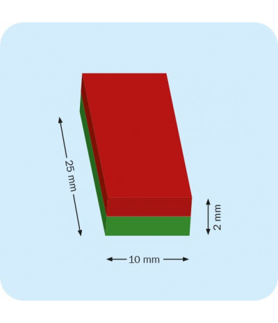 Magnetiniai blokeliai, 25mm x 10mm x 2mm, N35 (100vnt.)