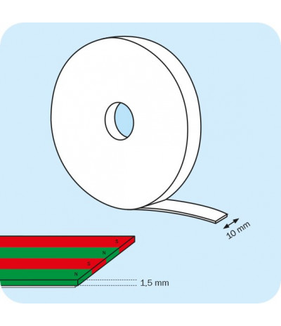 Lipnios magnetinės juostelės, 10mm x 1,5mm (30m)