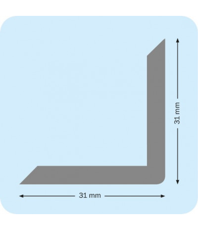 Metaliniai juodai dažyti kampai knygoms PS 31, 31 x 31mm, įvorė 1,5mm