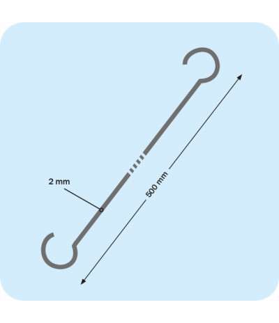 C tipo metaliniai kabliukai 500mm ilgio