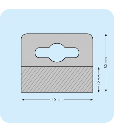Plastikiniai lipnūs laikikliai su euro skyle 40 x 32mm, skaidrūs, rulonas 500vnt.