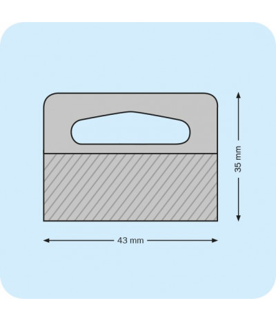 Plastikiniai lipnūs laikikliai su trikampe skyle 42 x 33mm, skaidrūs, rulonas 500vnt.