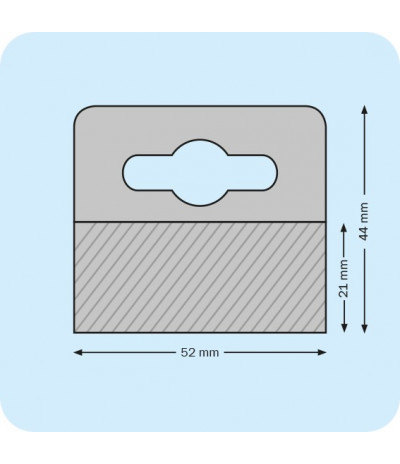 Plastikiniai lipnūs laikikliai su euro skyle 44 x 52mm, skaidrūs, rulonas 500vnt.