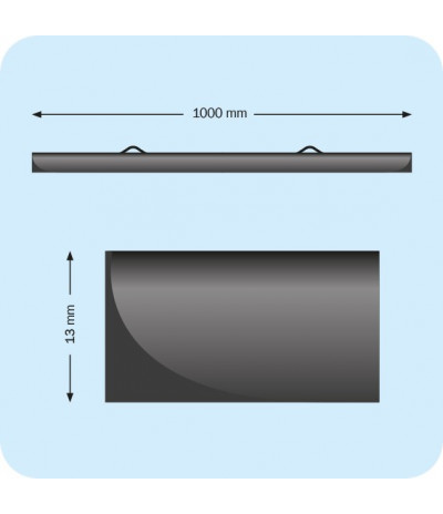 Plastikinių laikiklių komplektas plakatams, 1000mm, su 2 kabliukais, skaidrūs (1 pora)