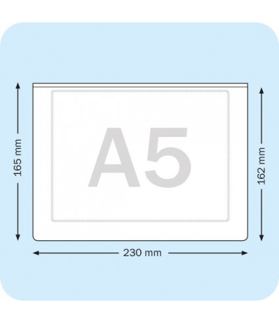Lipnios stačiakampės įmautės A5, ilgoji kraštinė atvira, skaidrios