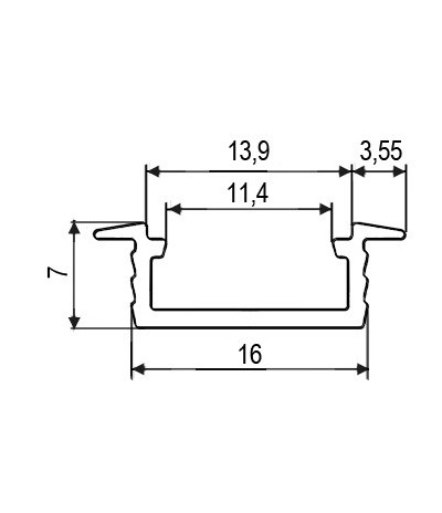 Aliuminio profilis LED GROOVE anoduotas 2m (R)