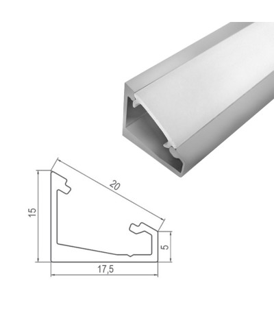 Aliuminio profilis LED CORNER 60/30 kampinis anoduotas 2m (R)