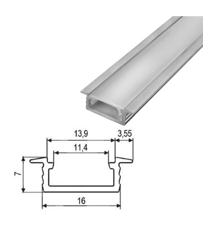 Aliuminio profilis LED GROOVE anoduotas 2m (R)