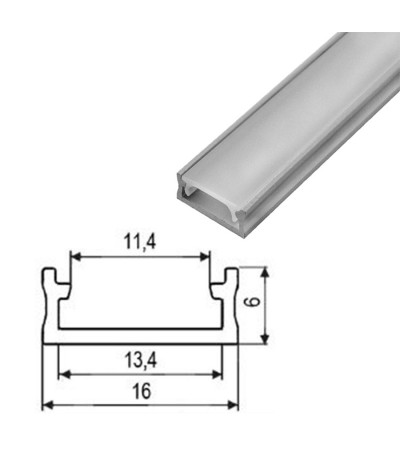 Aliuminio profilis LED SURFACE anoduotas 2m (R)