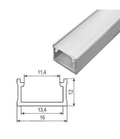 Aliuminio profilis LED SURFACE MAXI anoduotas 2m (R)