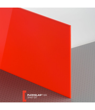 Organinis stiklas Plexiglas GS (3050x2030x3mm) 3H67 raudona (568)
