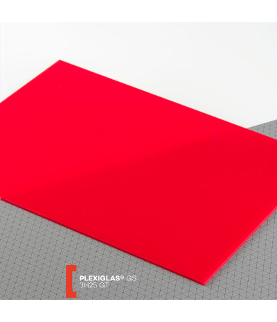 Organinis stiklas Plexiglas GS (3050x2030x3mm) 3H25 raudona (505)