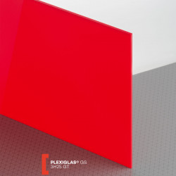Plexiglas GS 3mm 3H25 raudona (505)