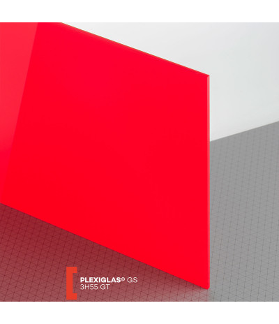 Organinis stiklas Plexiglas GS (3050x2030x3mm) 3H55 raudona (555)