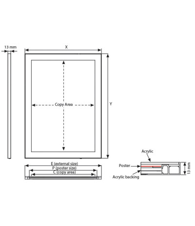 Aliuminis MT Magneco 13mm šviečiantis LED rėmelis A3 vienpusis