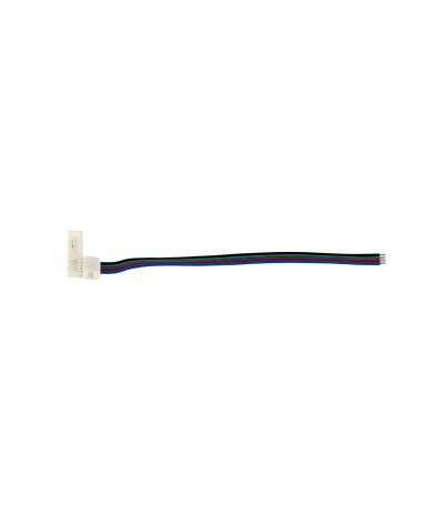 Led jungtis vienguba (10 mm) RGB LED juostelei su 150mm laidu 1CN-05-015