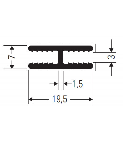Aliuminio dibondinis profilis H (3x19,5x2mm) 24555 6m