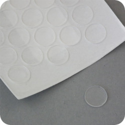 Lipnūs silikono kalneliai Bumpons ø - 10mm, 1mm storio, savilipiai, skaidrūs, disko formos