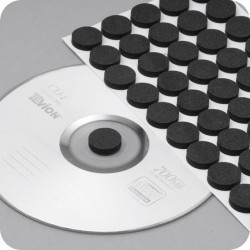 Poroloniniai lipnūs CD laikikliai, DN-16mm, storis 3,5mm juodos sp.